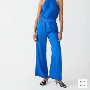 NWT Jcrew royal blue Astrid wide leg luster crepe pants
